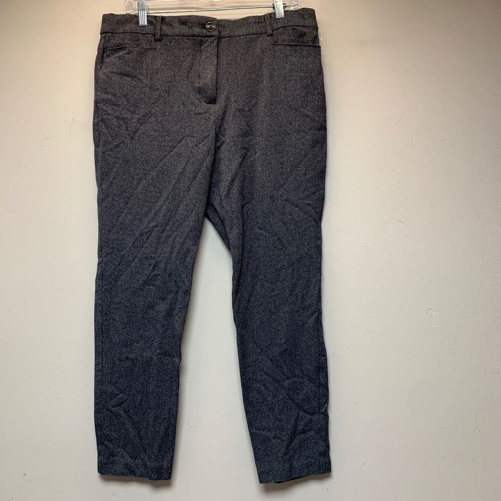 Loft The Sutton Skinny Pants Womens 12 Grey Excellent Curvy Fit Textured Work